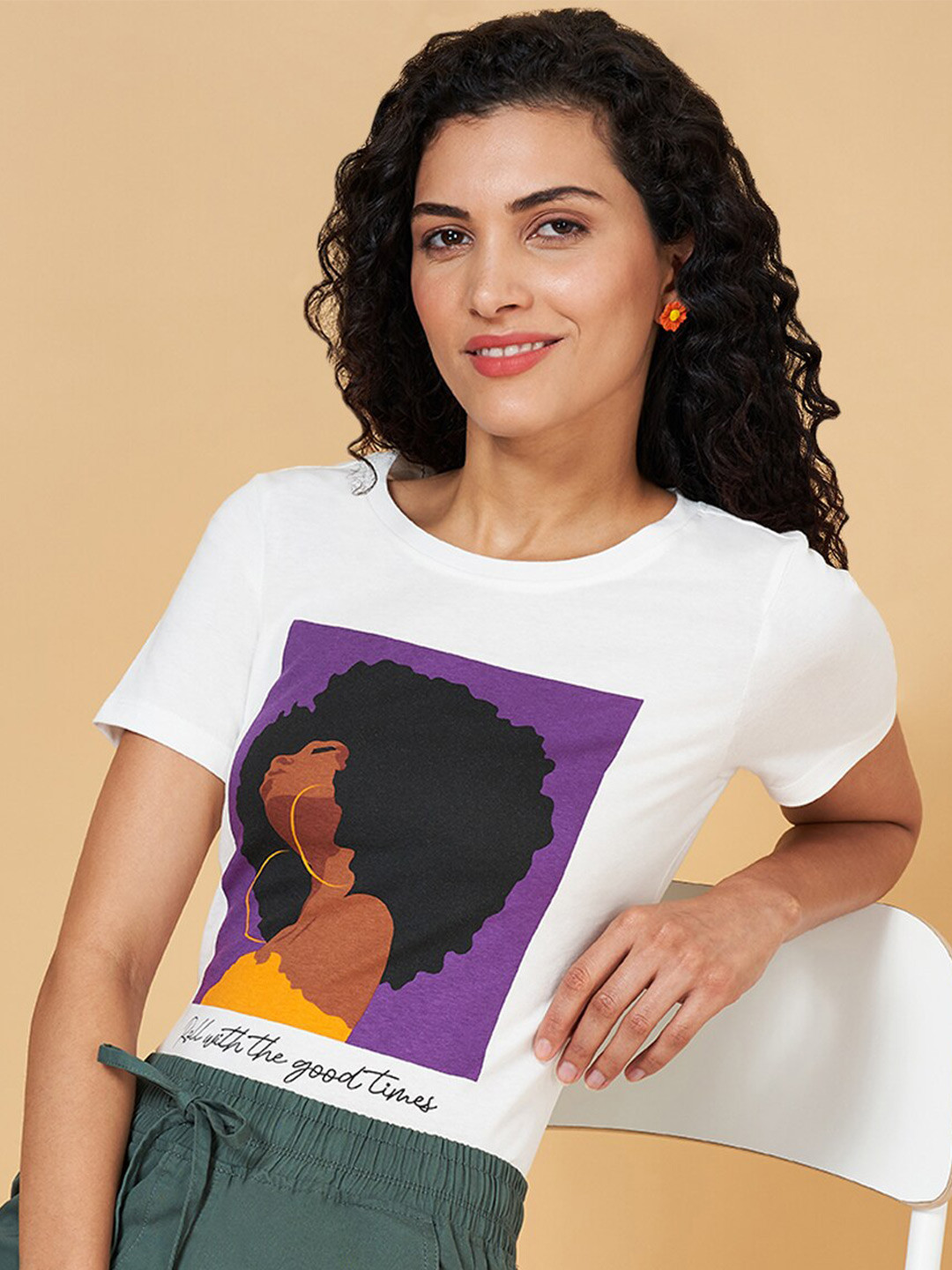 Honey by Pantaloons Printed Short Sleeves Cotton T-shirt