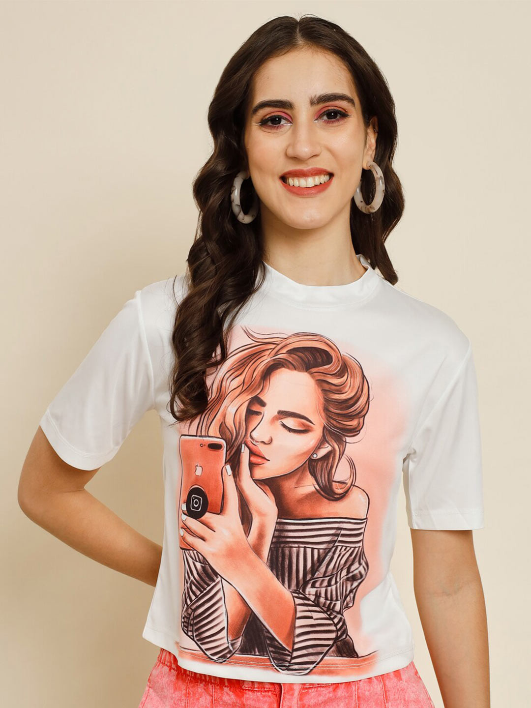 BAESD Graphic Printed Round Neck Top