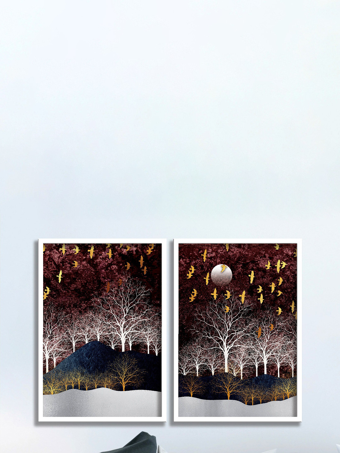 SAF Brown & White 2 Pieces Nature Wall Arts