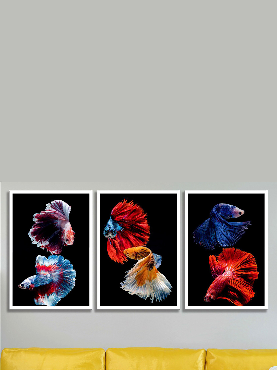 SAF Black Paper 3 Pcs Wall Living Room Rectangle Potrait Paintings Wall Art -1.20 x 19.5In