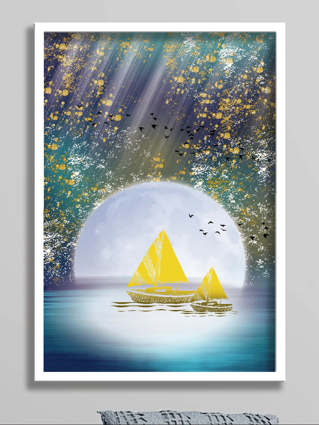 SAF Grey & White Nature-Painted Wall Art