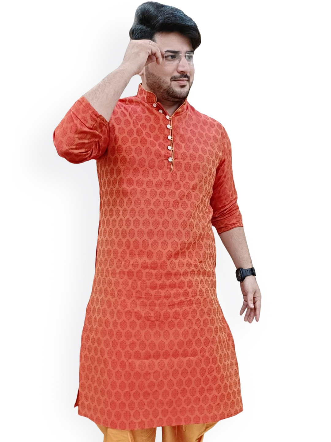 Sydney Heights Ethnic Motifs Printed Mandarin Collar Long Sleeves Straight Kurta
