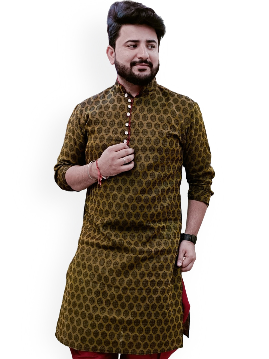 Sydney Heights Ethnic Motifs Printed Mandarin Collar Long Sleeves Straight Kurta