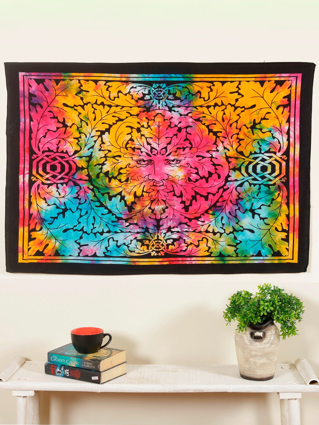 HANDICRAFT PALACE Yellow & Blue  Printed Pure Cotton Poster Wall Hanging Tapestry