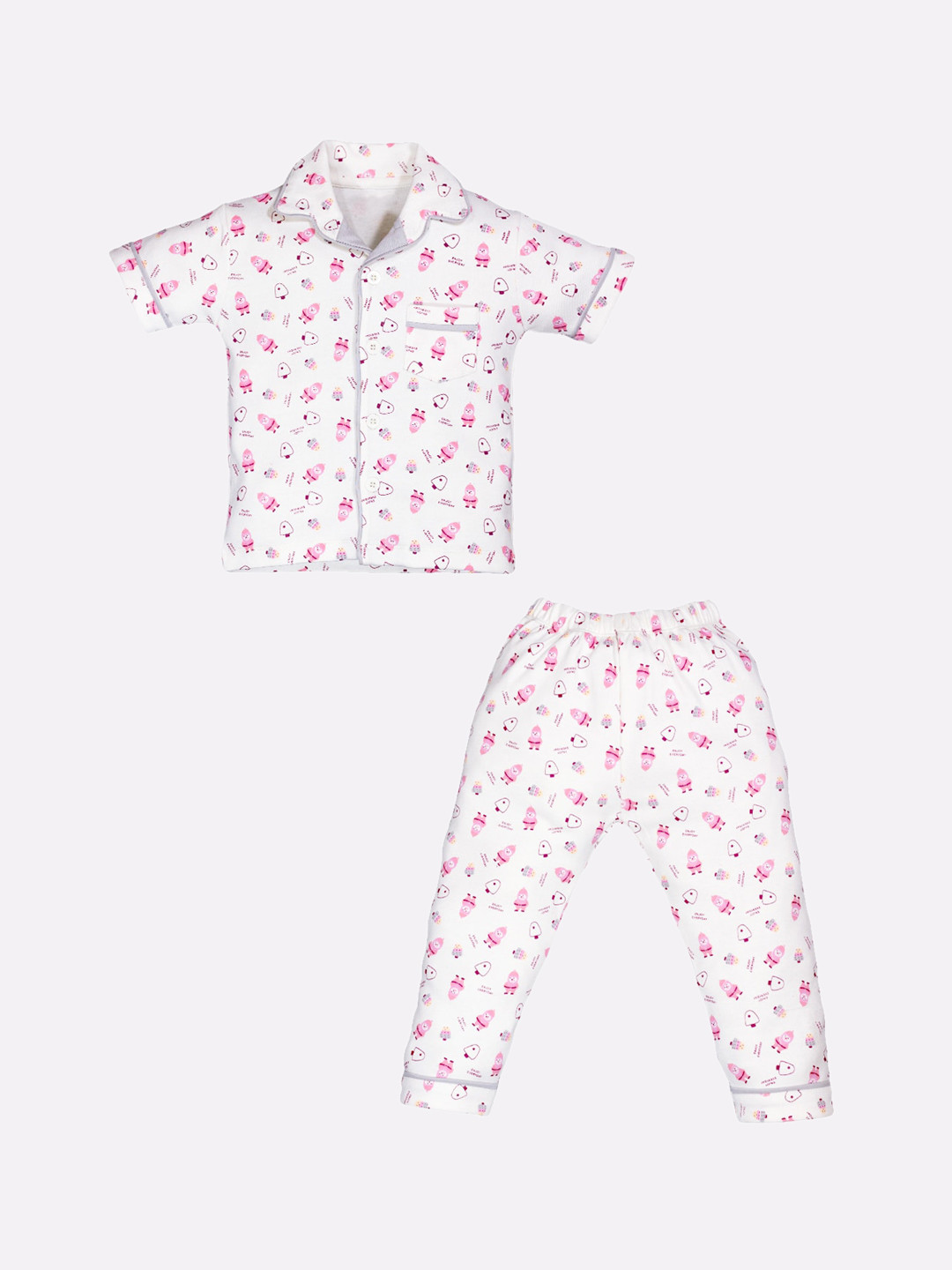 BABY GO Boys Conversational Printed Pure Cotton Shirt & Trousers