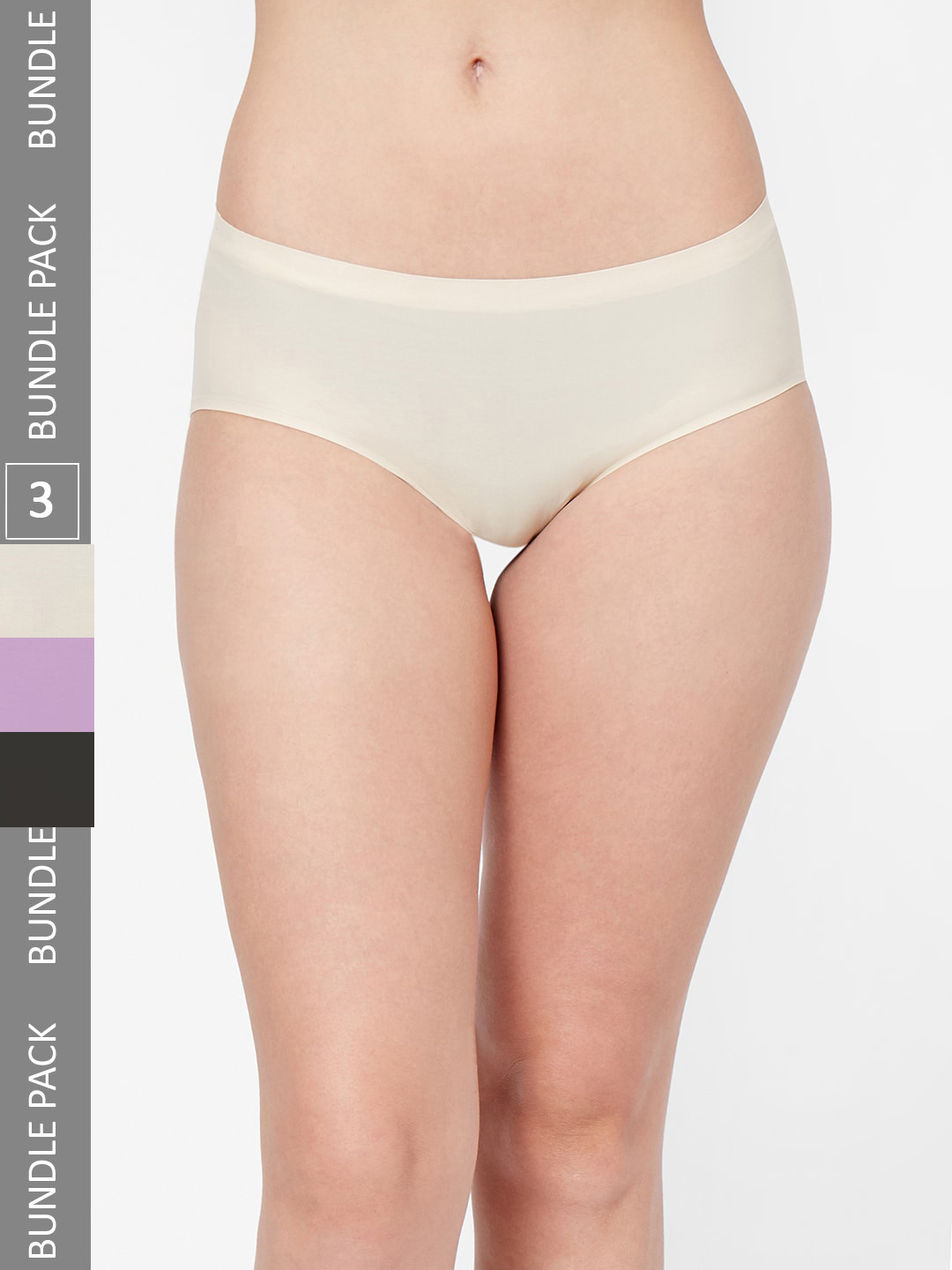 NOIRA Women Pack Of 3 Assorted Seamless Hipster Briefs 910_BSPu_NO