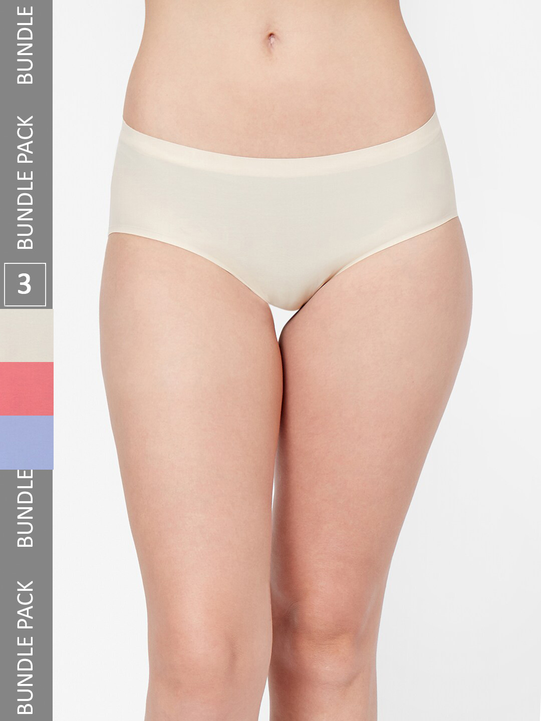 NOIRA Women Pack Of 3 Assorted Seamless Hipster Briefs 910_SBlPe_NO