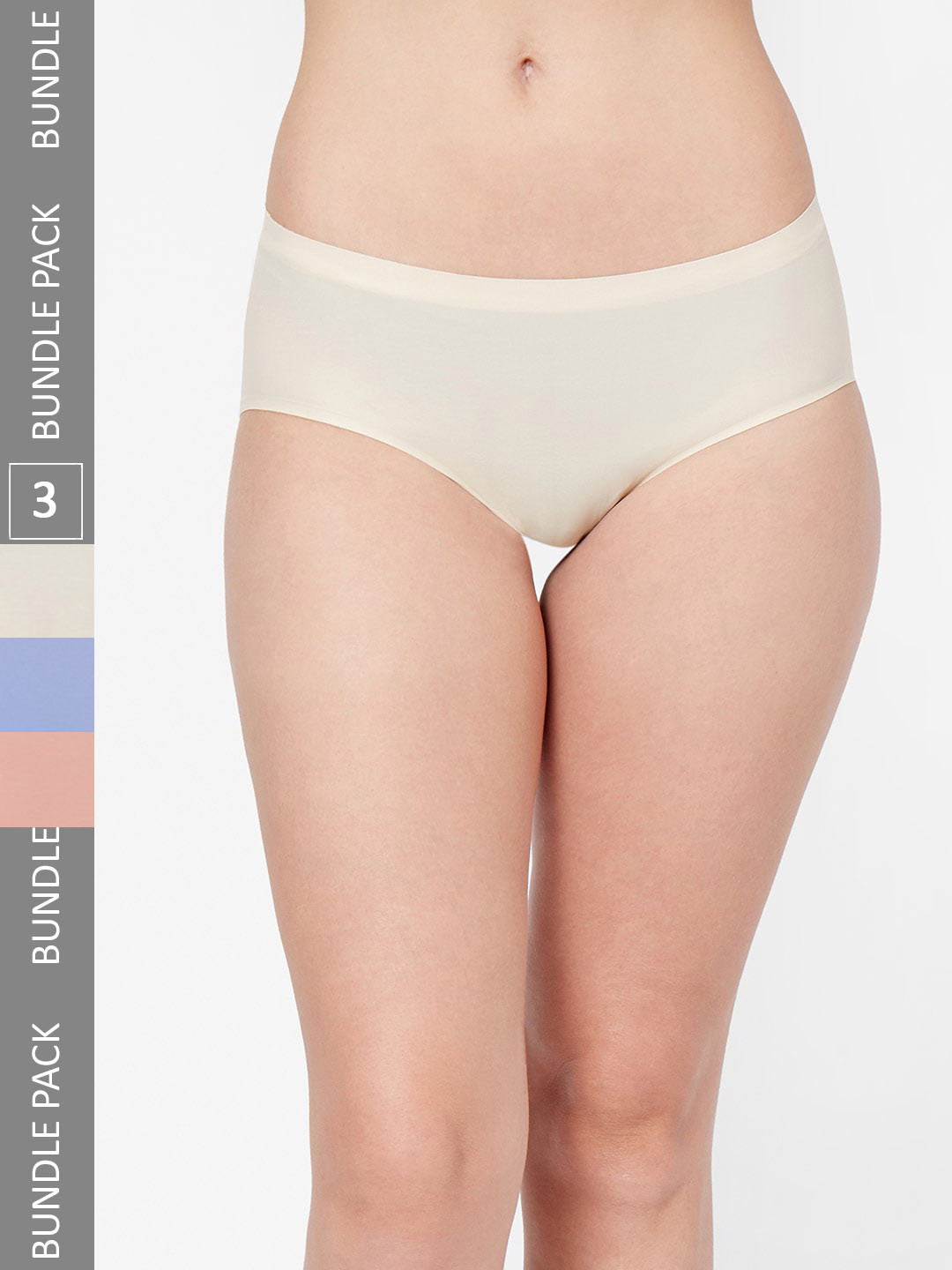 NOIRA Pack Of 3 Assorted Seamless Hipster Briefs 910_SBlPi_NO