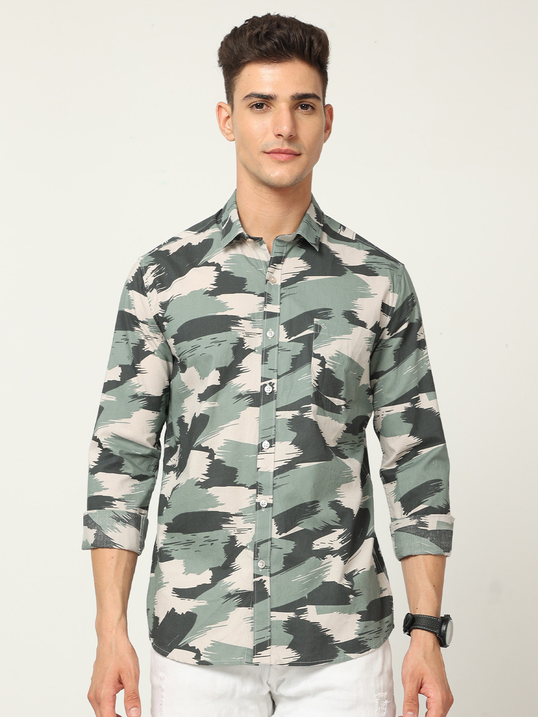 Classic Polo India Slim Slim Fit Opaque Abstract Printed Cotton Casual Shirt