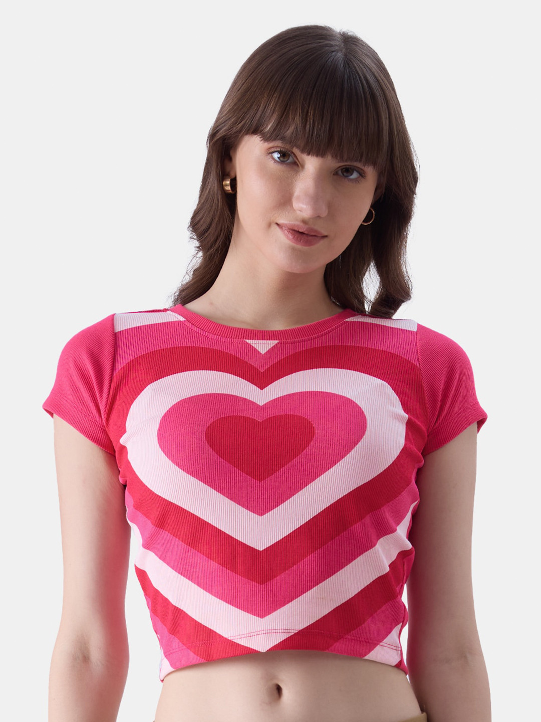 The Souled Store Graphic Printed Round Neck Cotton Crop T-Shirt