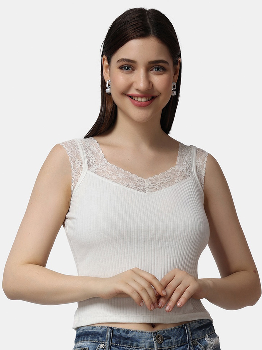 Popwings V-Neck Sleeveless Crop Top