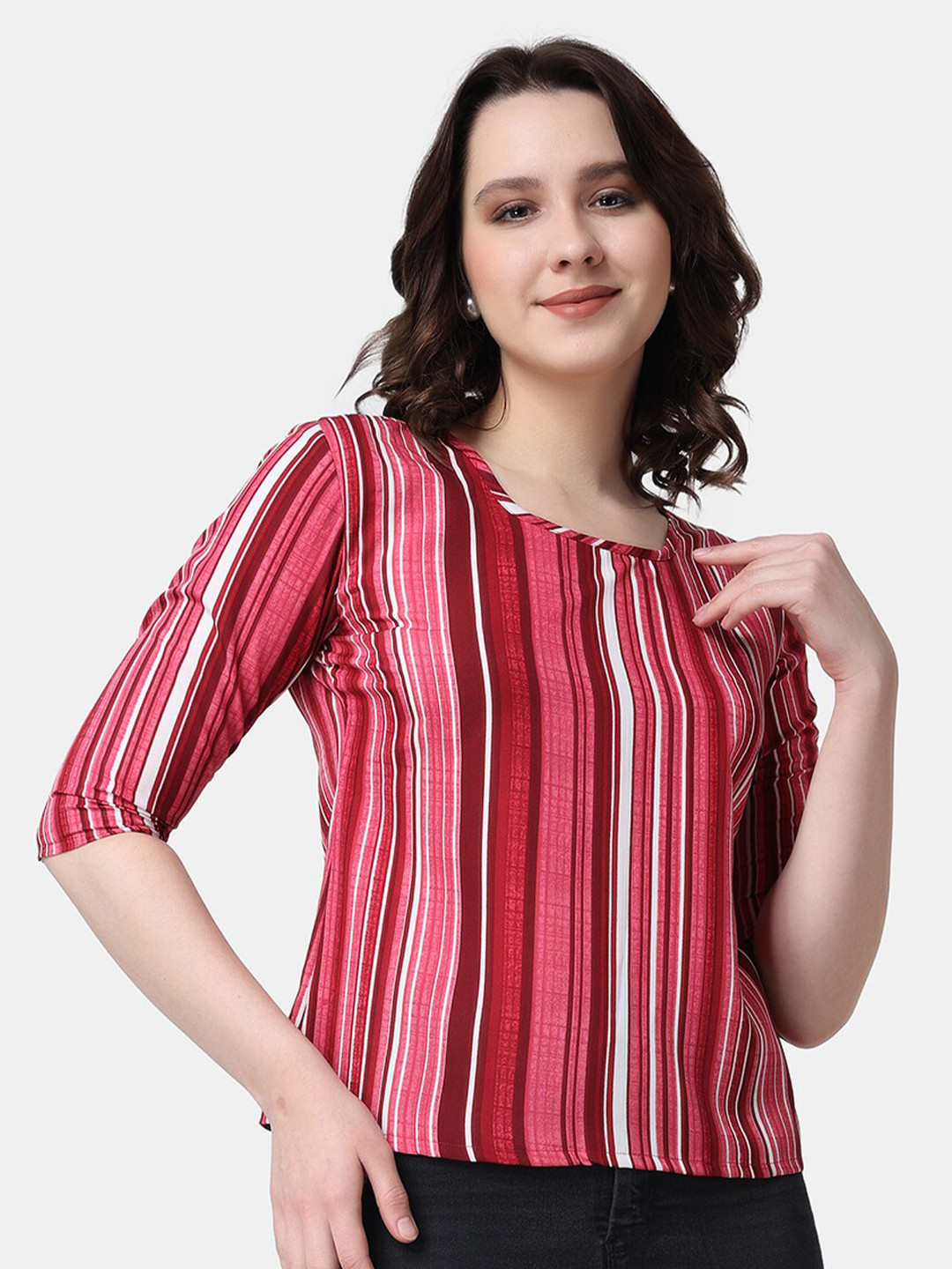 Popwings Striped Square Neck Top