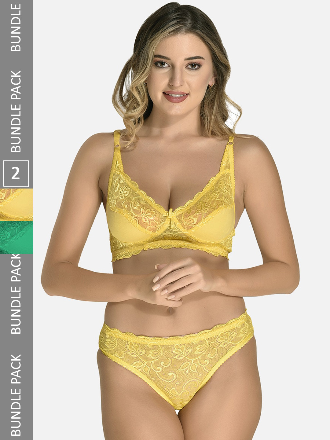 StyFun 2-Pcs Laced Lingerie Set LS_Iten_Set_YellowGreen_B