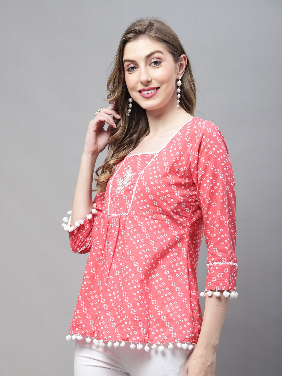 Rajnandini Floral Print Cotton A-Line Top