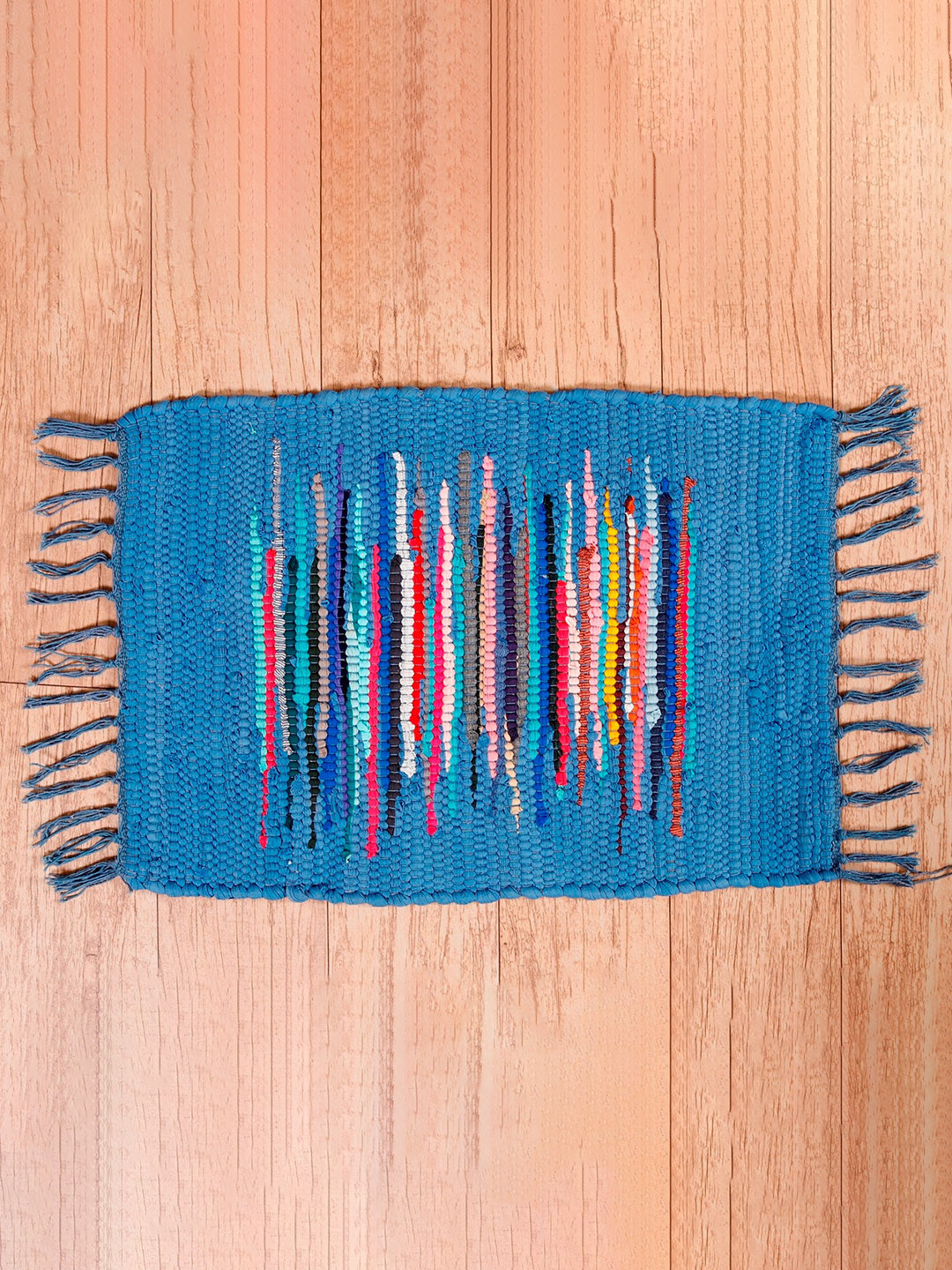 HANDICRAFT PALACE Blue & White Braided Cotton Small Rectangular Floor Mat Carpet