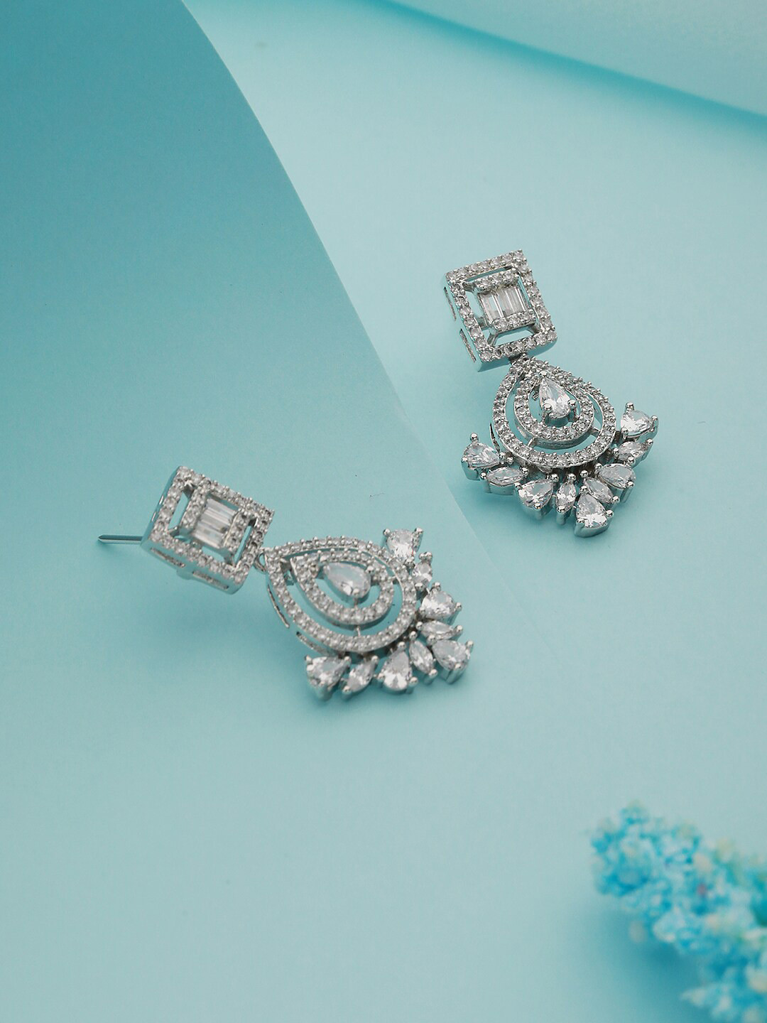 Saraf RS Jewellery Contemporary CZ Studded Jhumkas Earrings