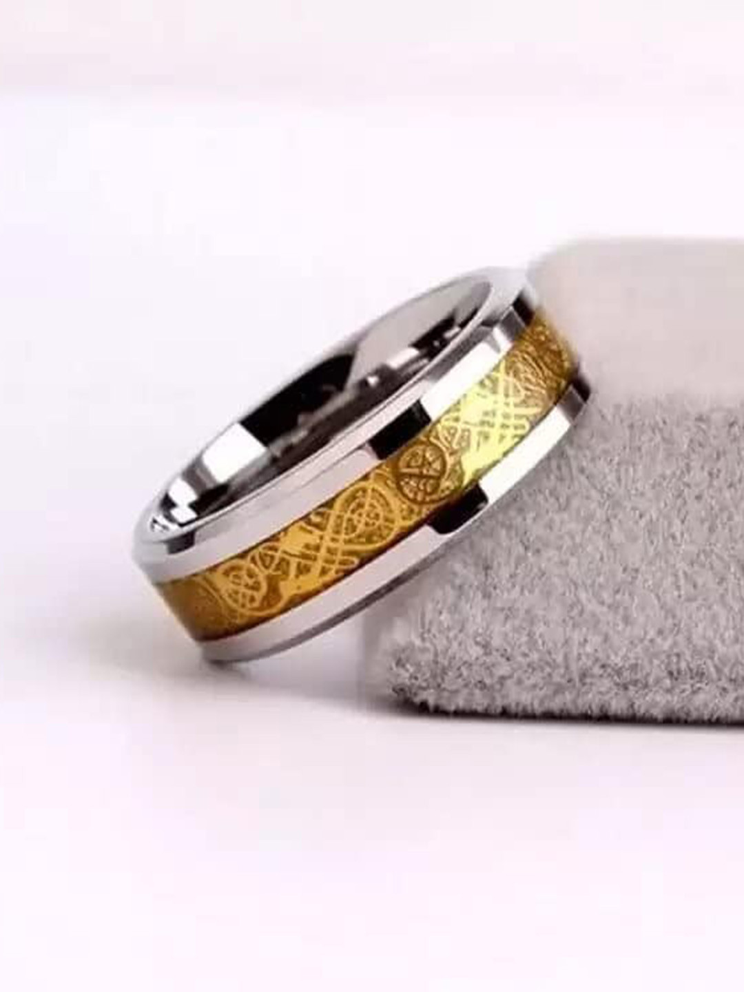 MEENAZ Men Pack Of 2 Silver-Plated Textured Stainless Steel Finger Ring