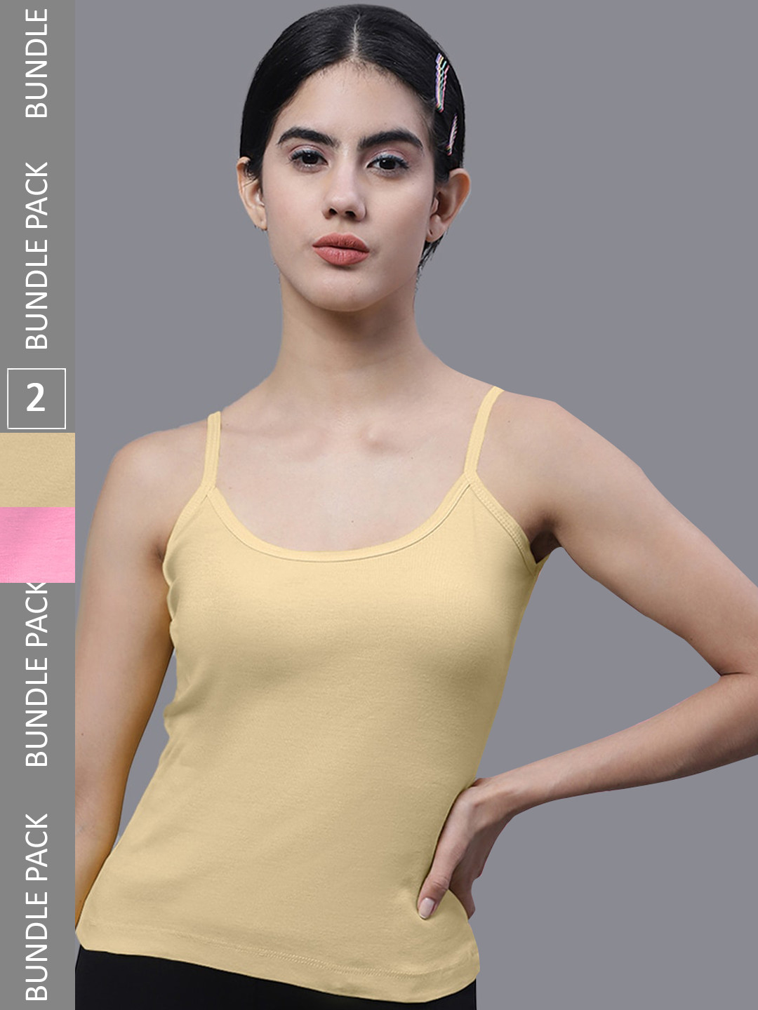 FBAR Pack Of 2 Ribbed U-Neck High Quality Cotton Camisoles