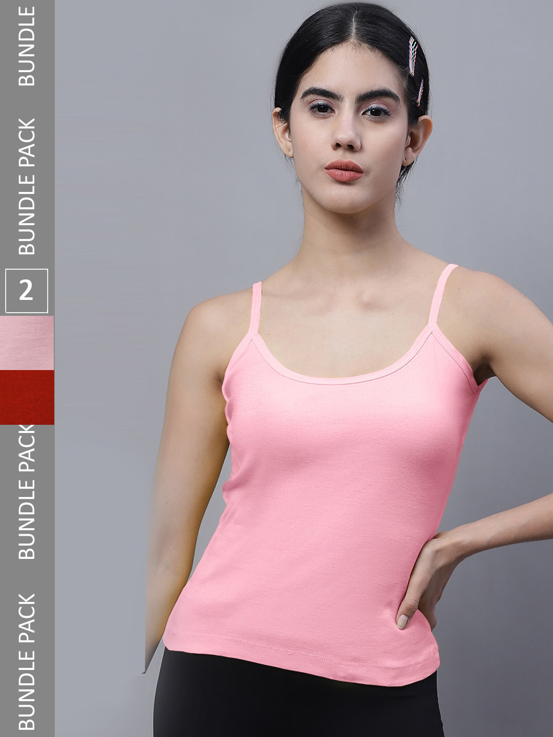 FBAR Pack Of 2 Pure Cotton Bio-Wash U-Neck Camisoles