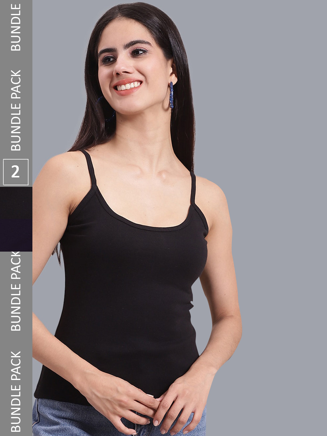 FBAR Pack Of 2 Sleeveless Cotton Rib U-Neck Bio Wash Camisoles