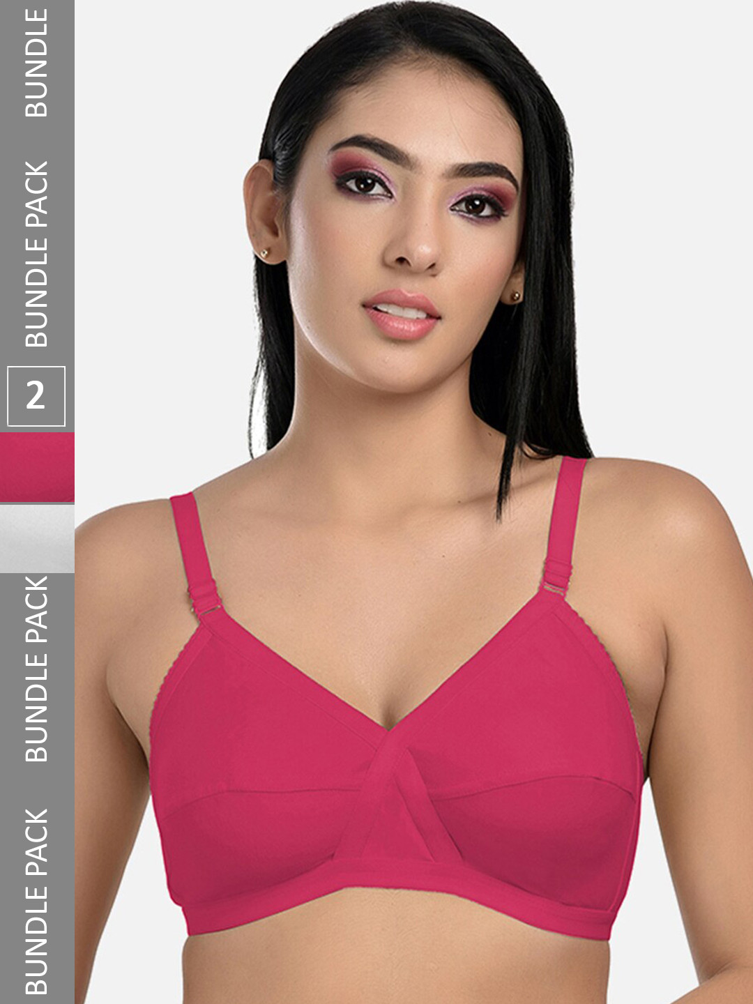StyFun Pack Of 2 Non-Wired Non-Padded Cut & Sew Full Coverage Dry-Fit All Day Comfort Bra