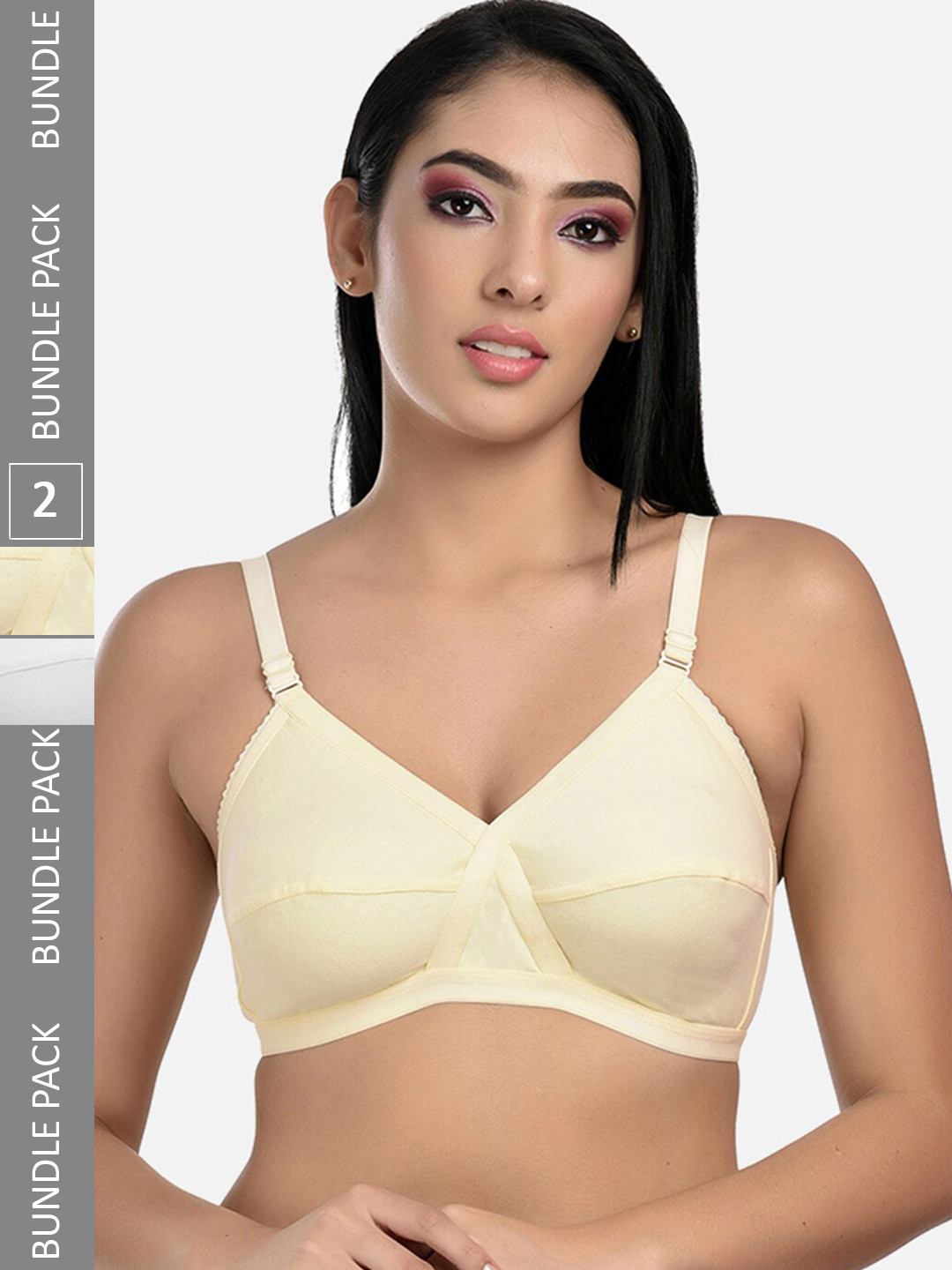 StyFun Pack Of 2 Non-Wired Non-Padded Cut & Sew Full Coverage Dry-Fit All Day Comfort Bra