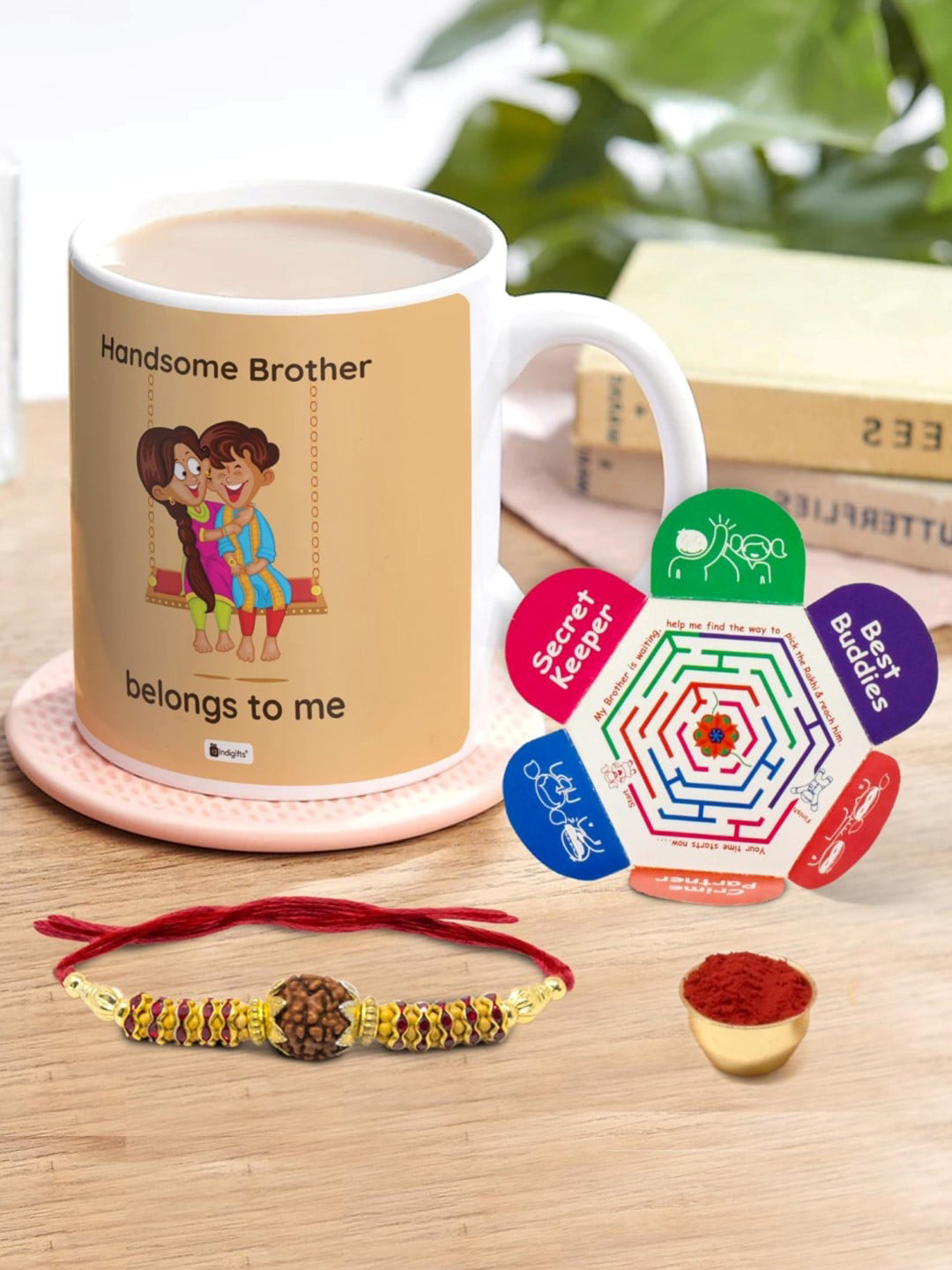 Indigifts Rudraksh Rakhi Gift Set