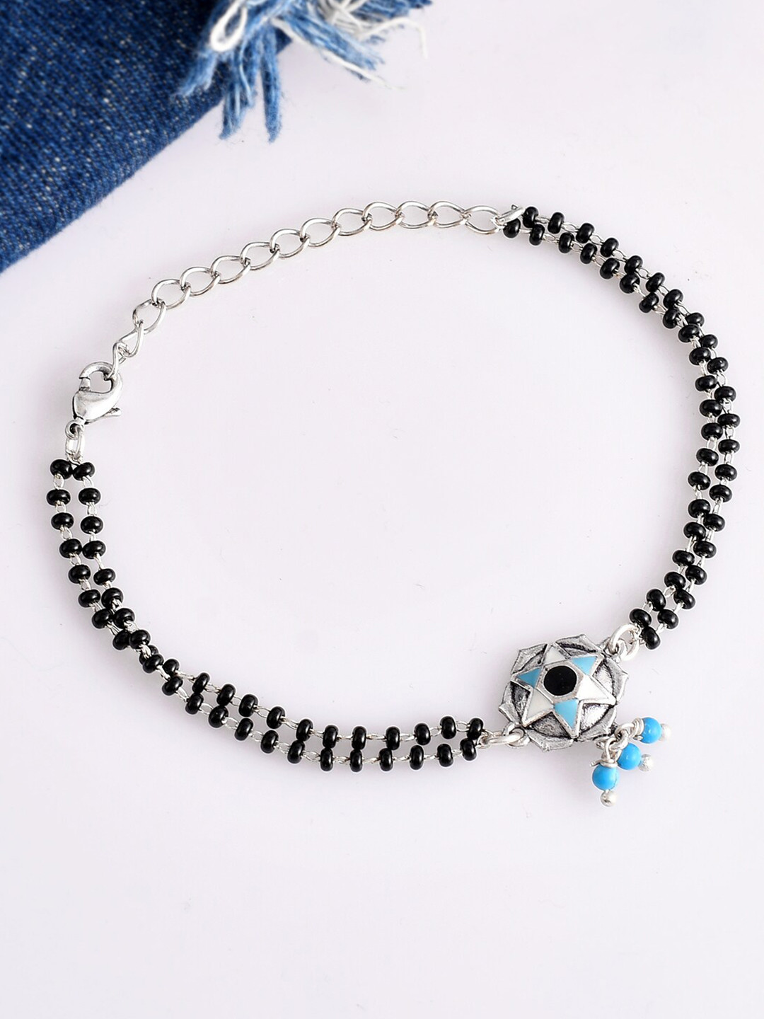 Voylla Brass Silver-Plated Charm Bracelet