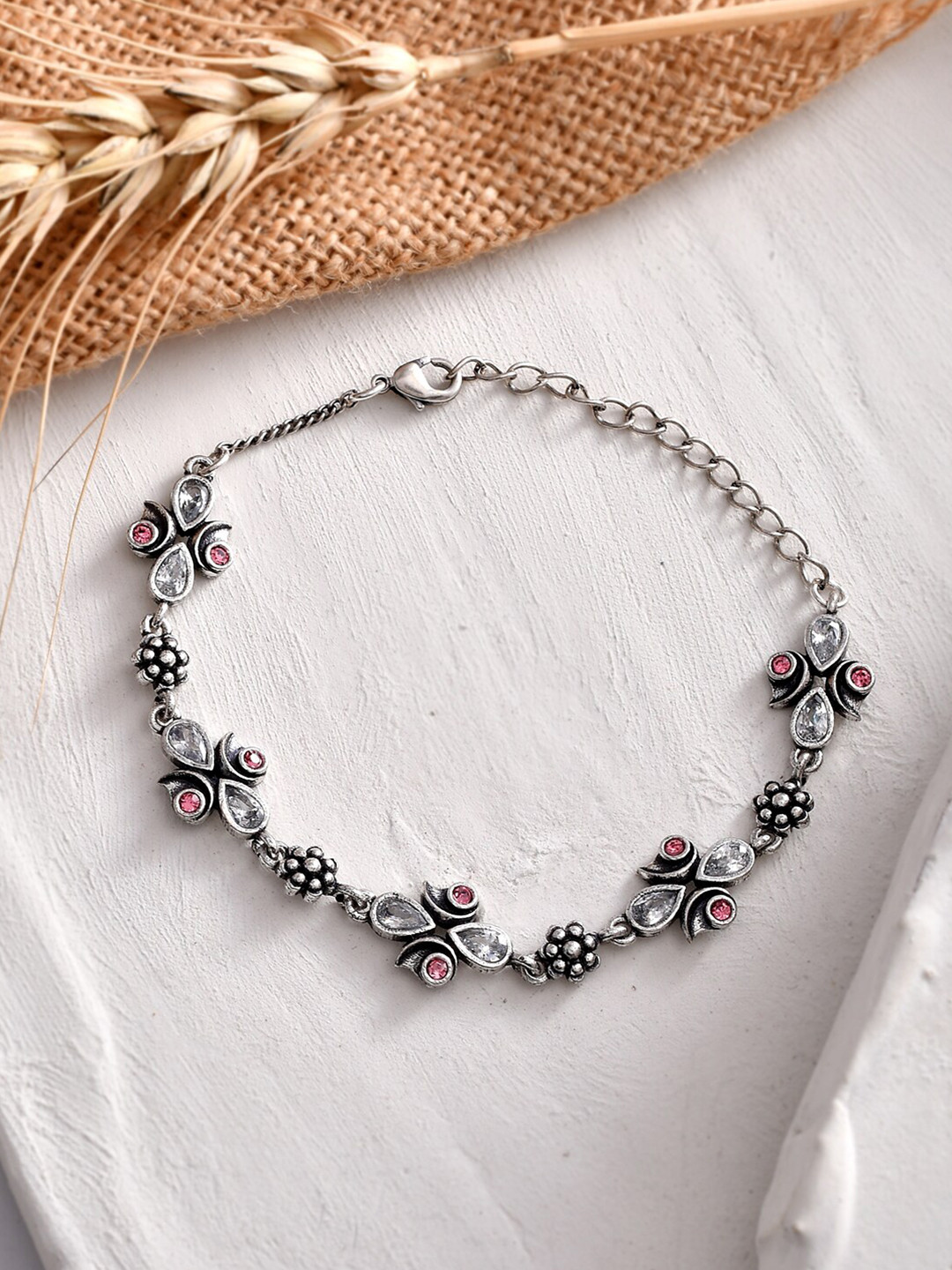 Abharan Pink and White Stones Casual Bracelet