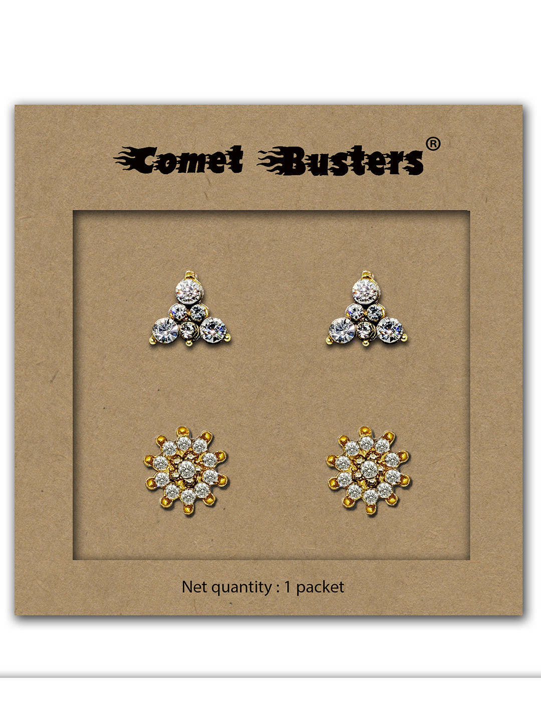 Comet Busters Pack Of 2 Contemporary Studs Non Piercing Ear Stickers