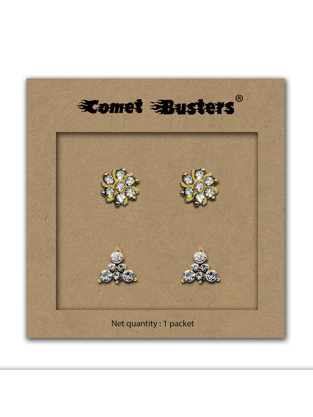 Comet Busters Pack Of 2 Contemporary Studs Non Piercing Ear Stickers