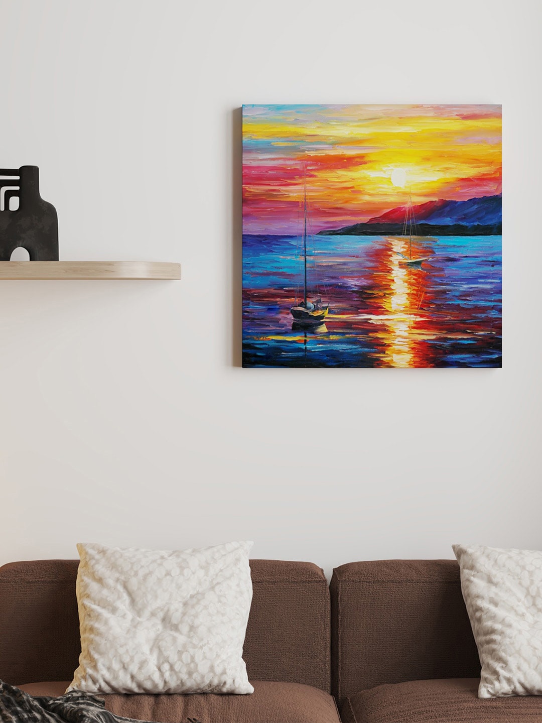 Art Street Blue Immortal Sky Calm Sunset Landscape Printed Framed Wall Art