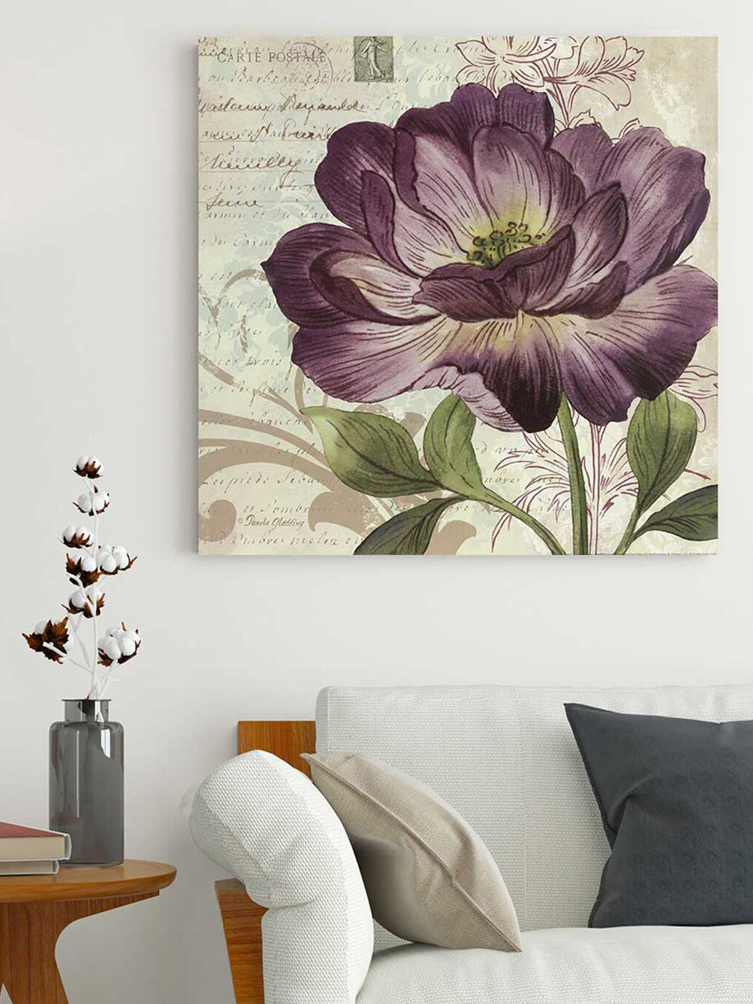Art Street Violet Flowers Canvas Wall Square Paintings Wall Art -24 x 24 In