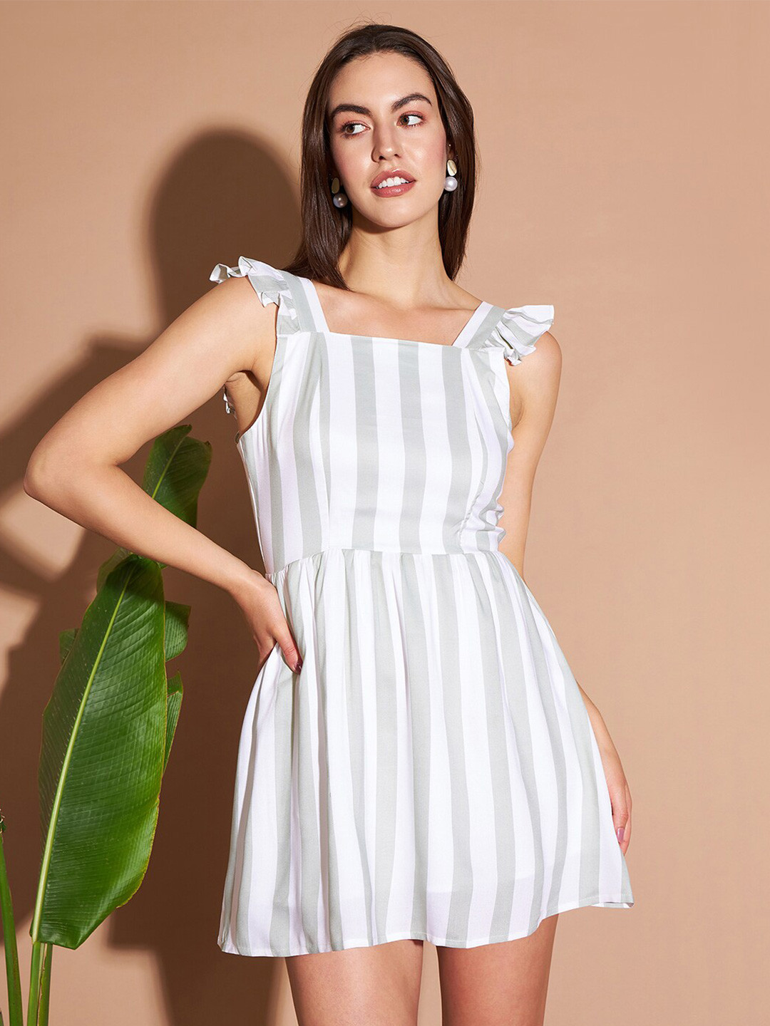 Buy Marie Claire White Striped Fit Flare Dress Dresses for