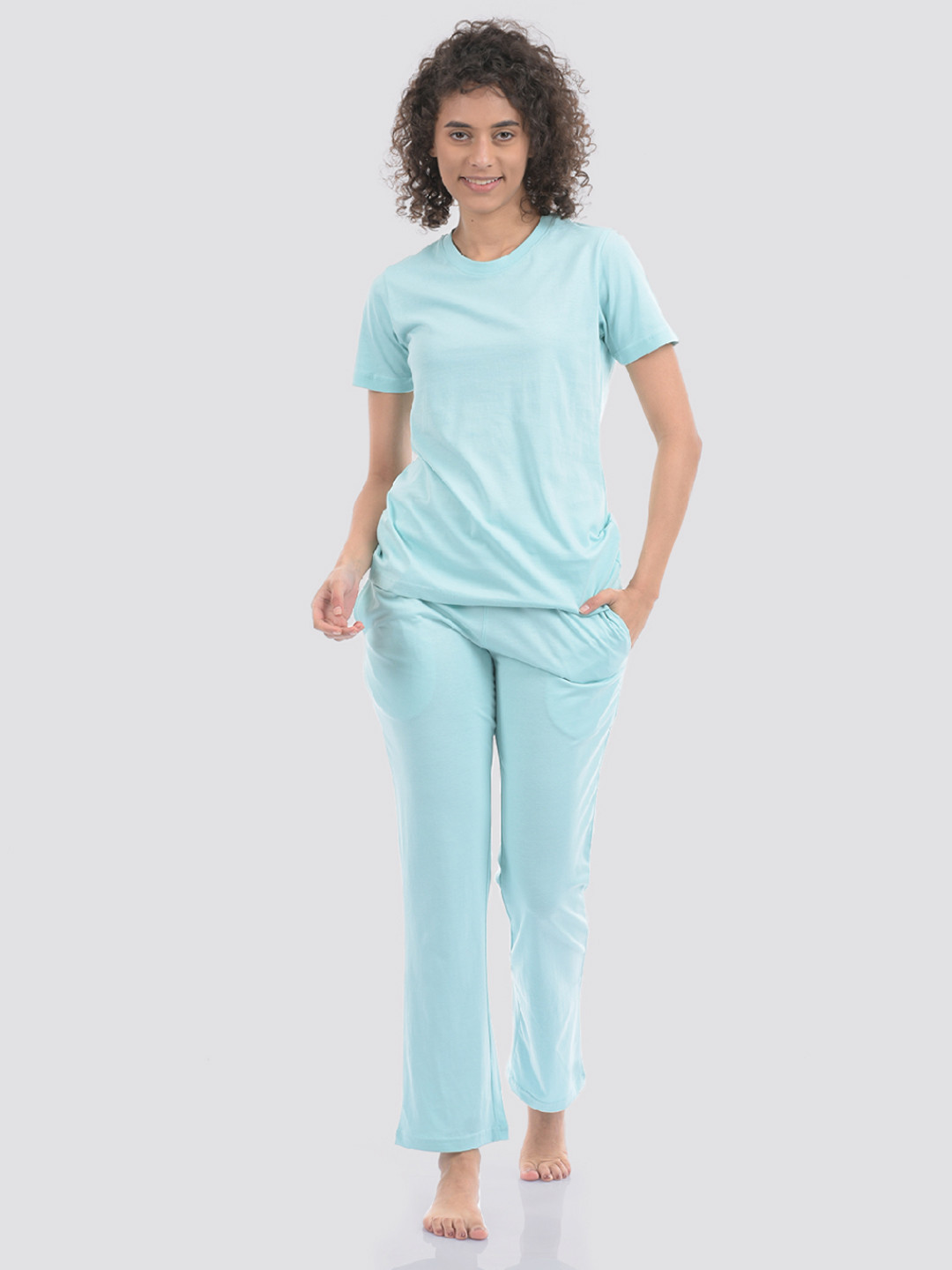 ONEWAY Women Cotton T-shirt & Track Pants Night Suit