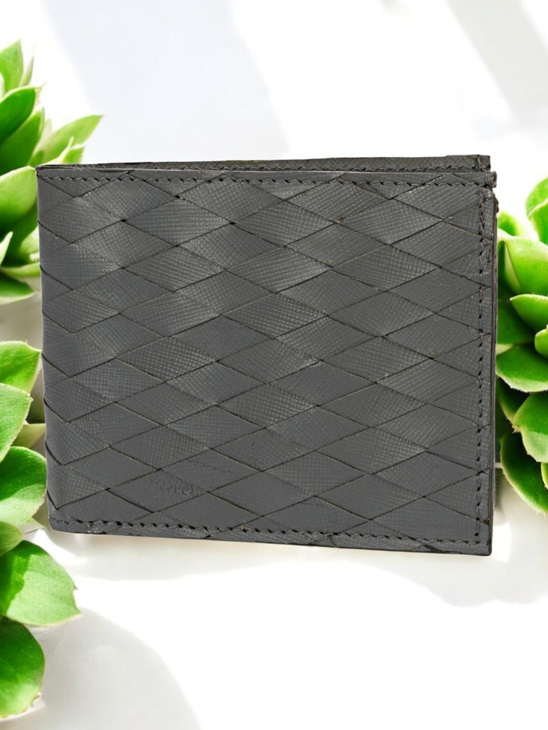 PERKED Men Checked Textured Leather Two Fold Wallet