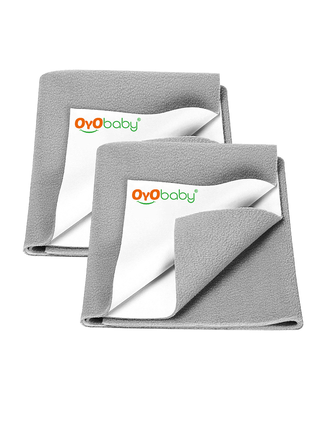OyO Baby Set of 2 Grey Waterproof Baby Dry Sheet Polycotton Mattress Protector