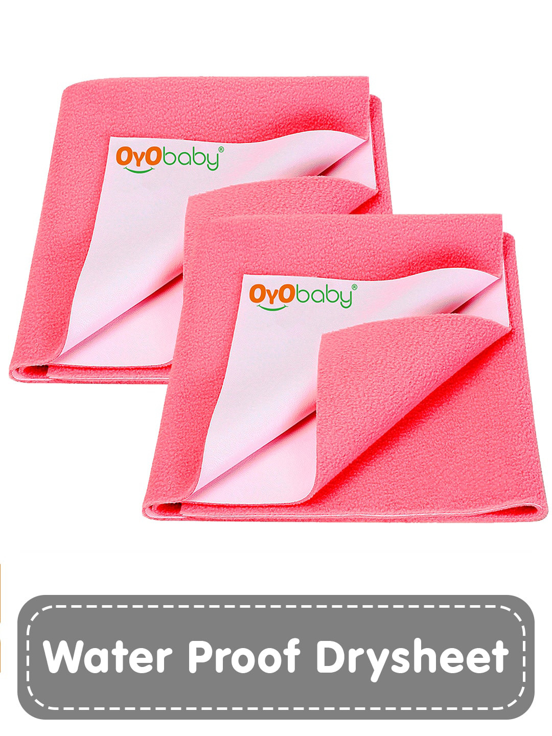 OyO Baby Set of 2 Salmon Rose Waterproof & Baby Dry Sheet Polycotton Mattress Protector