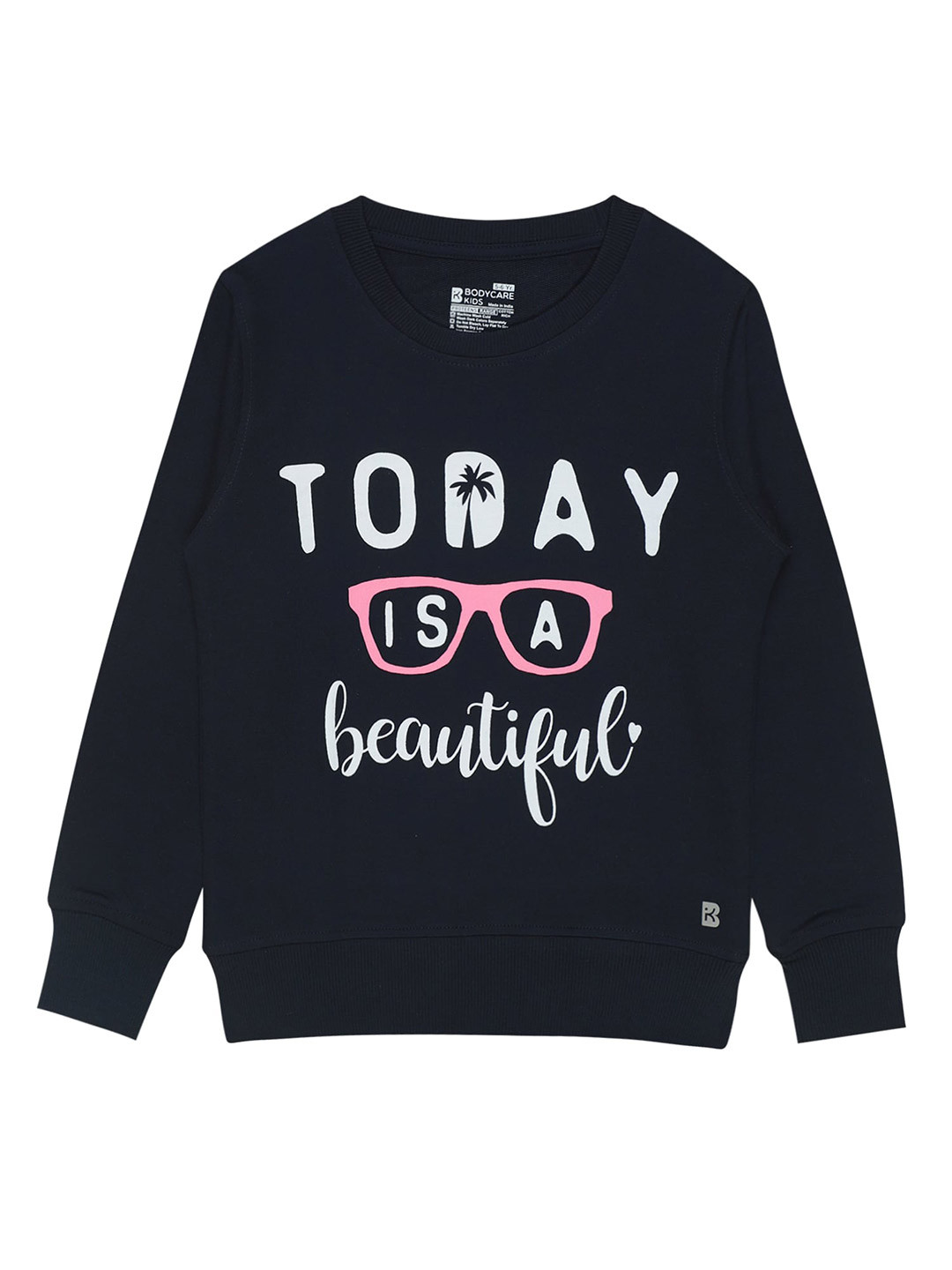 Bodycare Kids Girls Typography Printed Resists Microbial Odor Wool Pullover