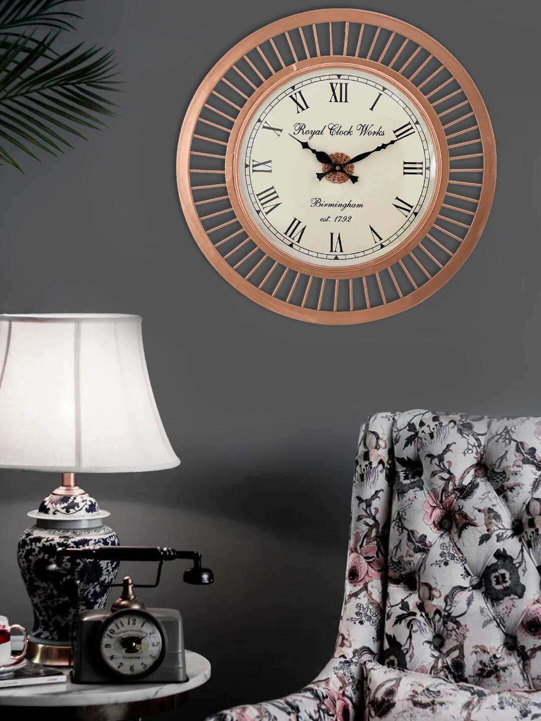 Aapno Rajasthan Rose Gold Contemporary Wall Clock