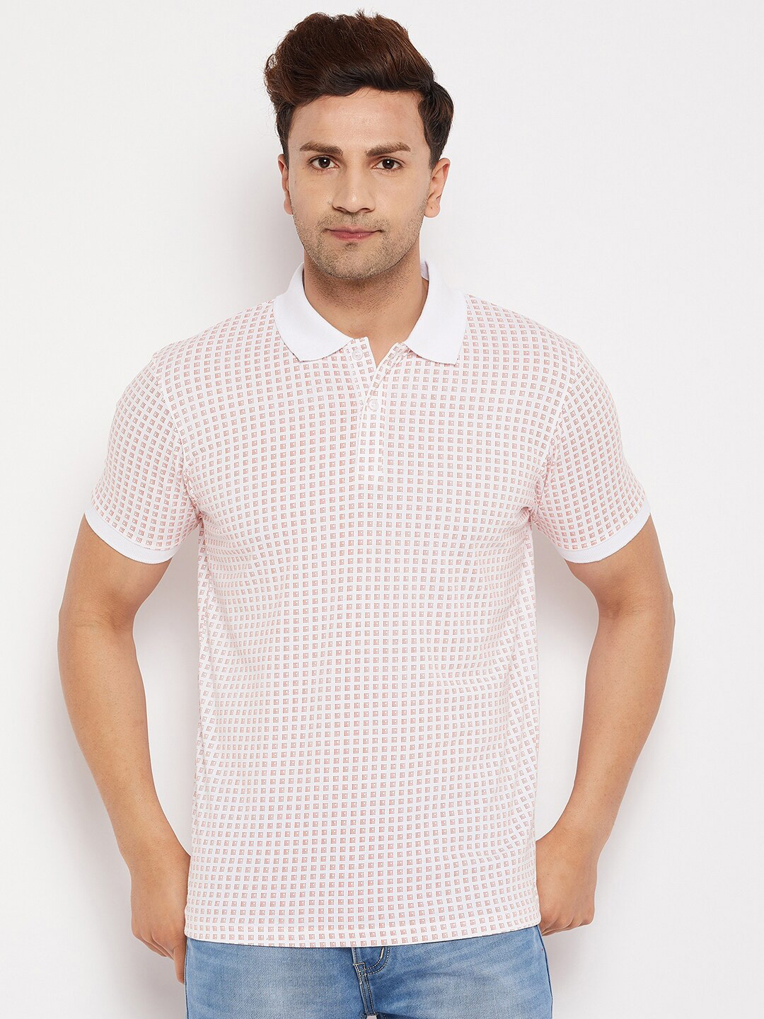 WILD WEST Geometric Printed Polo Collar T-shirt
