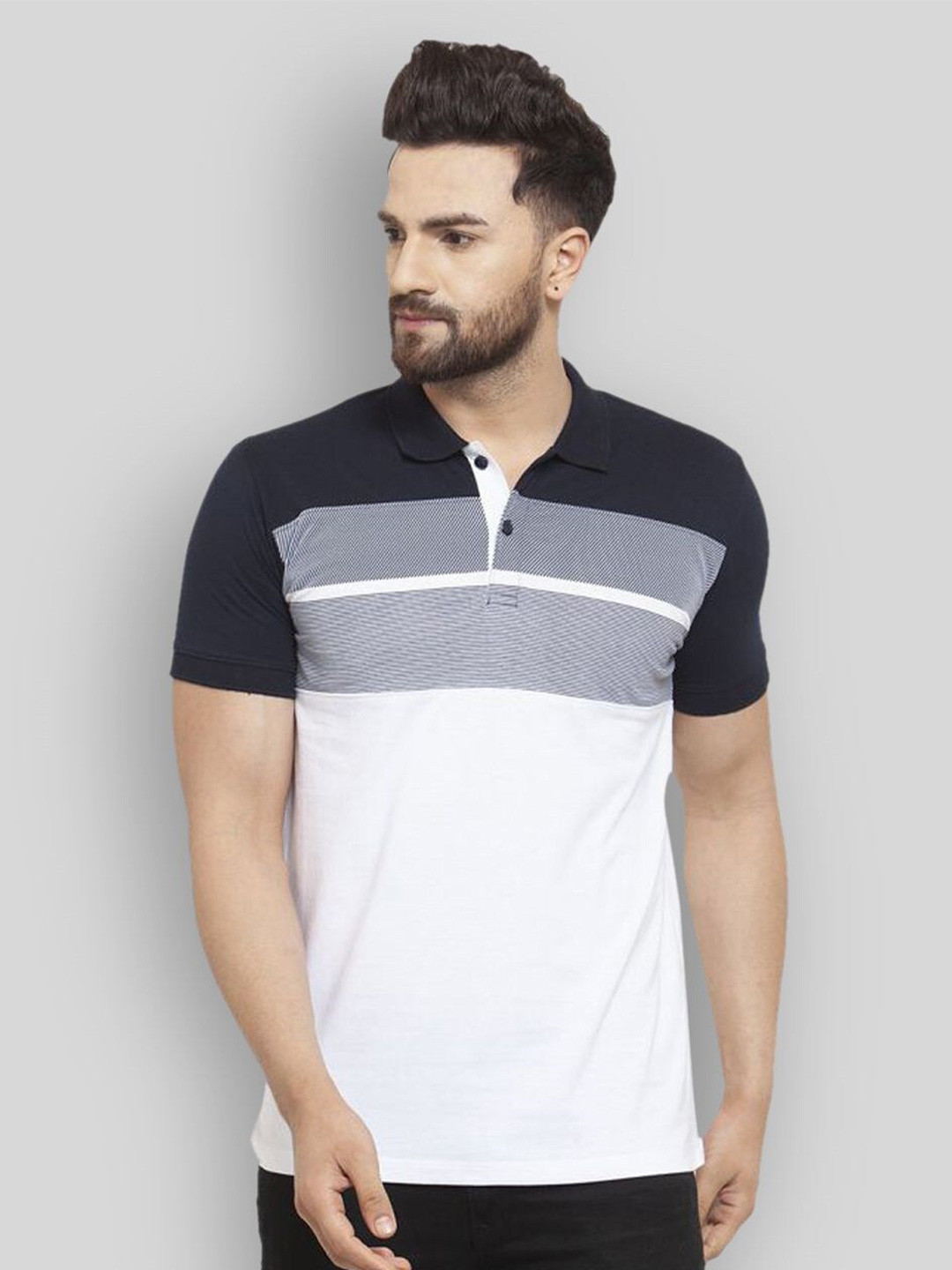 WILD WEST Colourblocked Polo Collar T-shirt