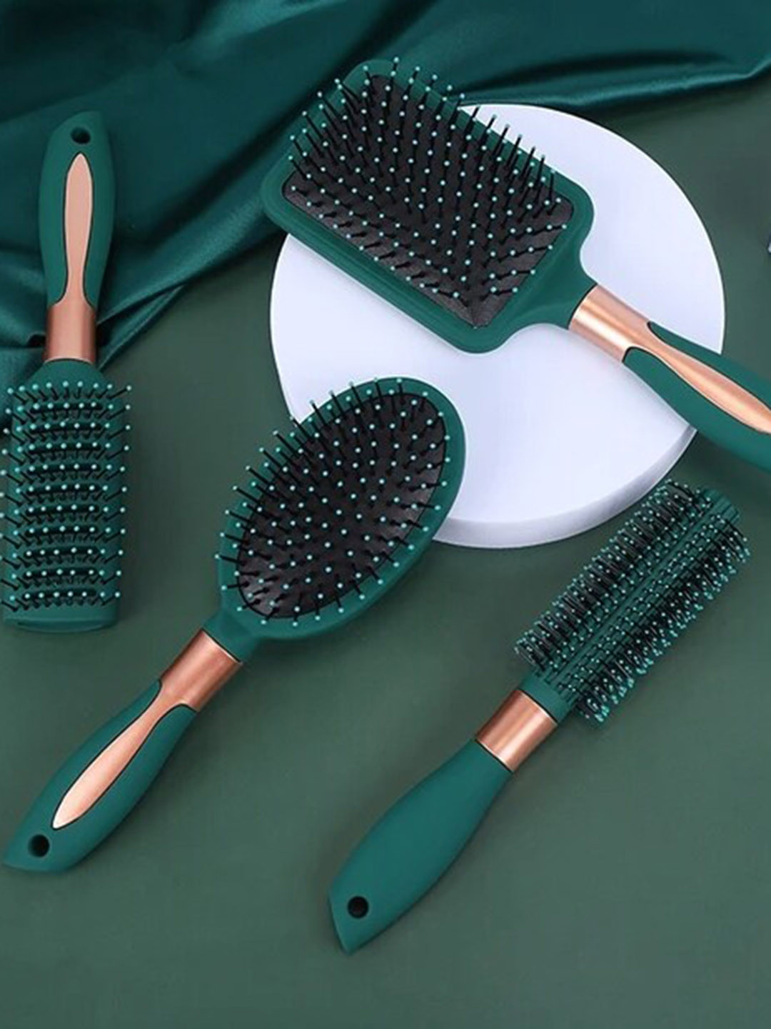 FEELHIGH Flat Hair Massage Styling Brush - Green