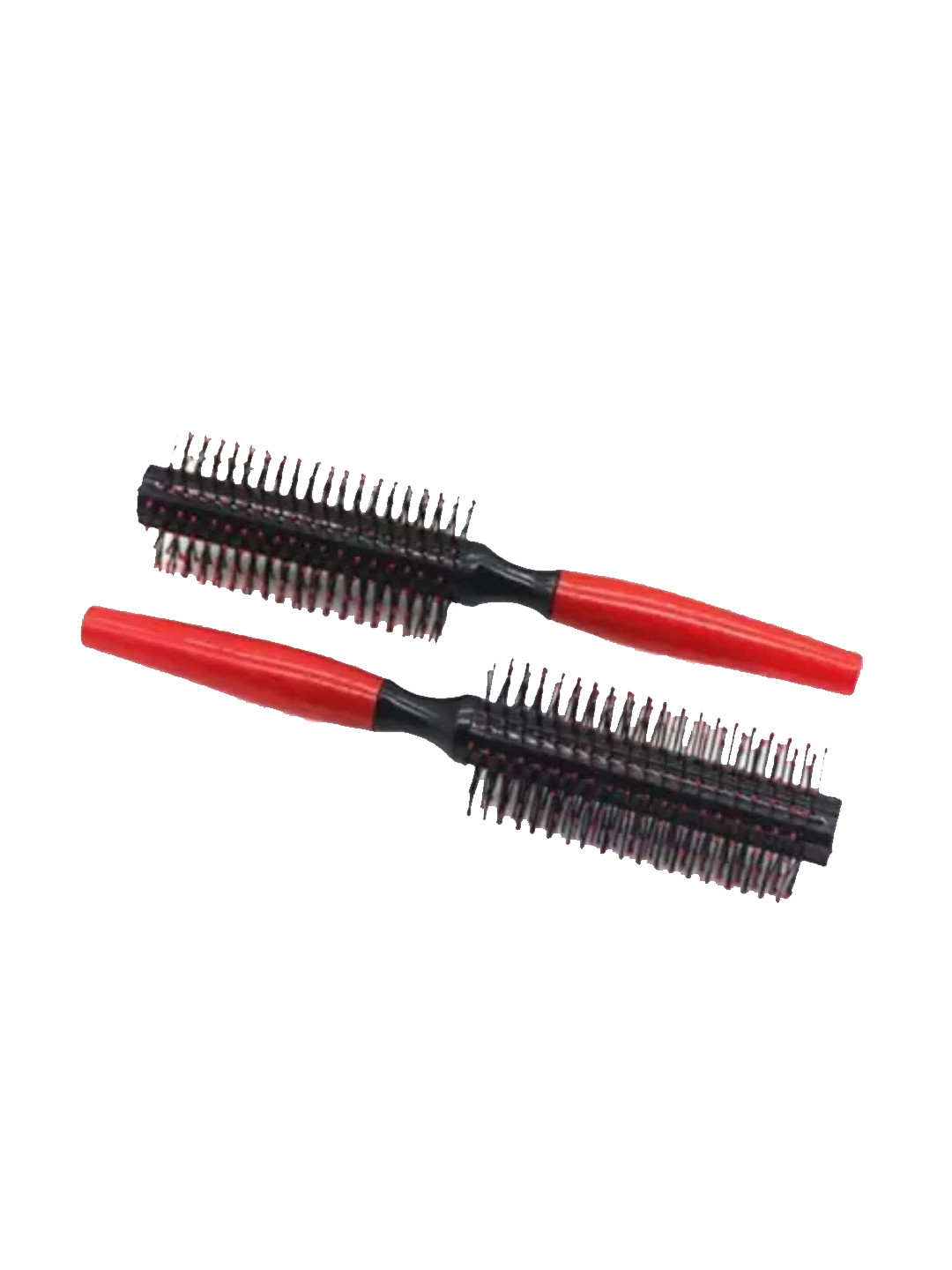 FEELHIGH Set of 2 Plastic Hair Styling Round Brush with Nylon Bristles - Red