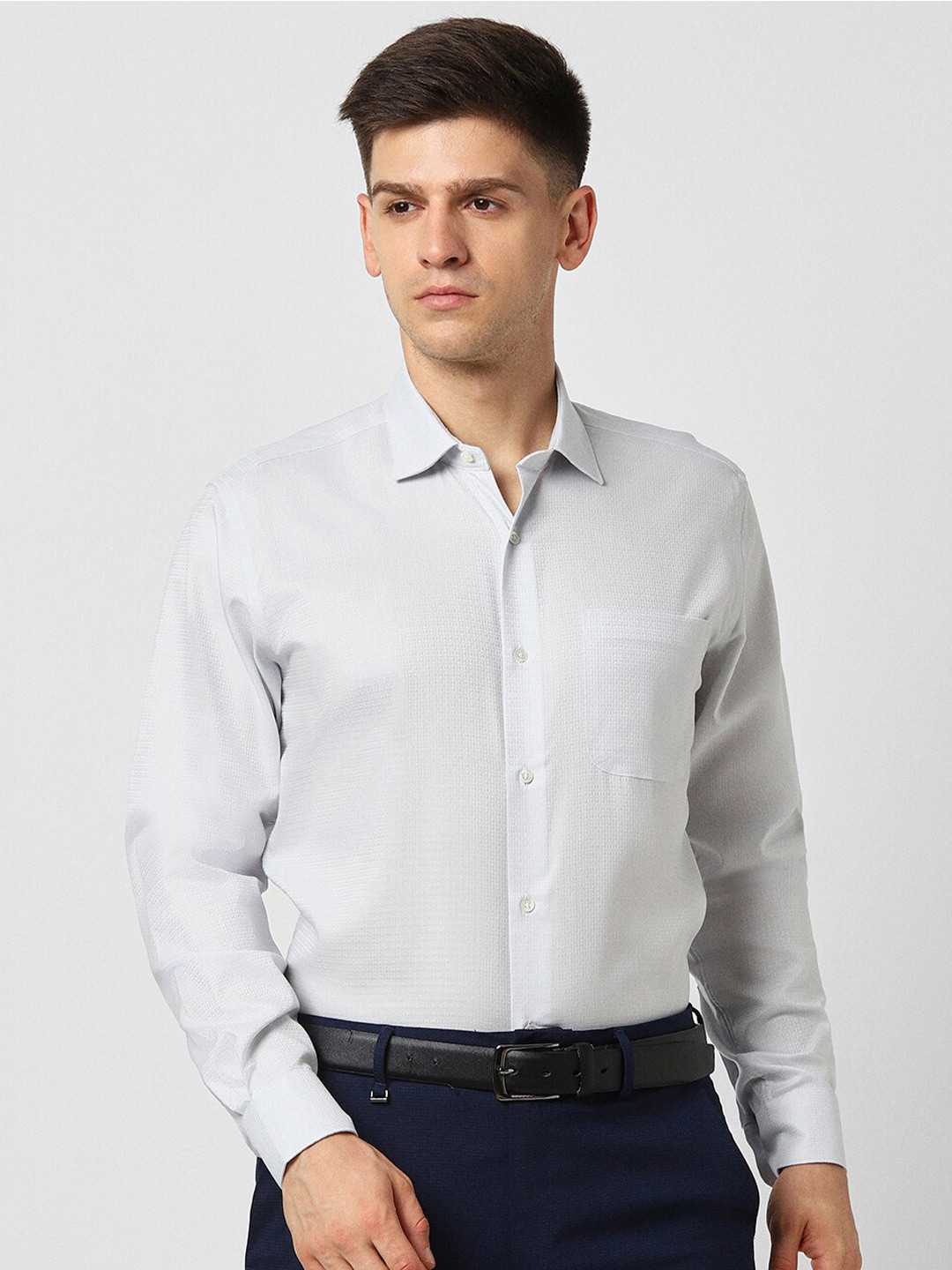 Van Heusen Self Designed Spread Collar Pure Cotton Formal Shirt