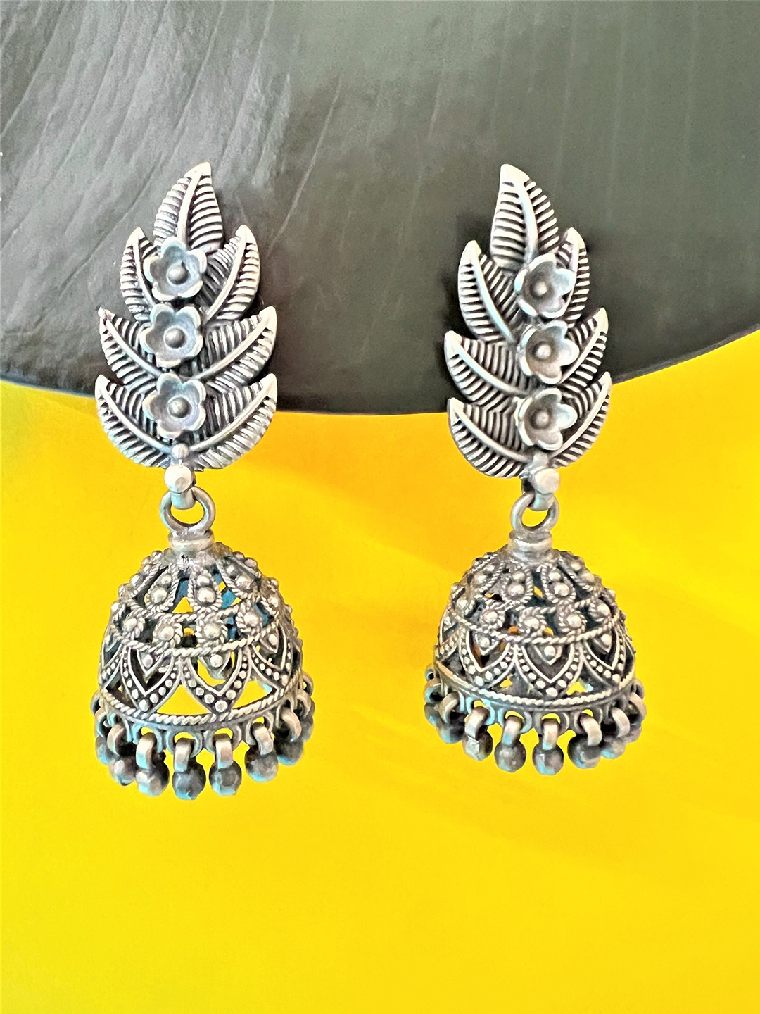 Arte Jewels Contemporary Sterling Silver Jhumkas Earrings
