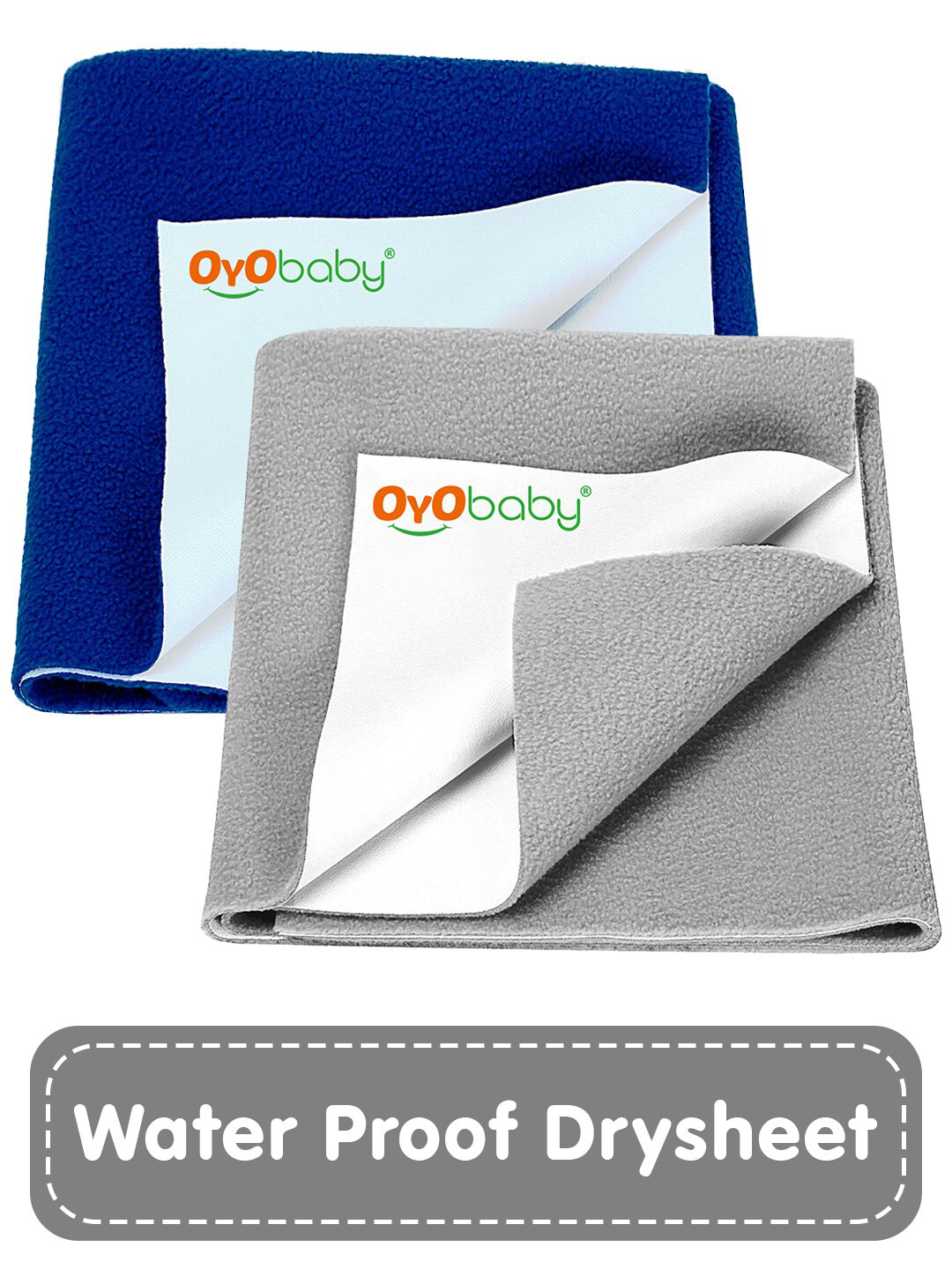 OyO Baby Pack of 2 Grey & Royal Blue Waterproof Dry sheet Polycotton Mattress Protector