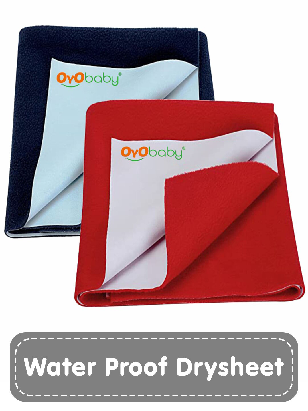 OyO Baby Navy Blue & Red 2 Pieces Waterproof Dry Sheet Mattress Protectors