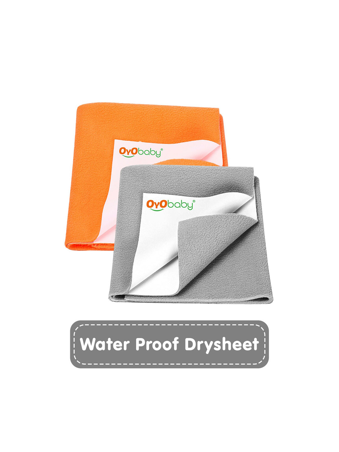 OyO Baby Pack of 2 Grey & Peach Waterproof Dry sheet Polycotton Mattress Protector