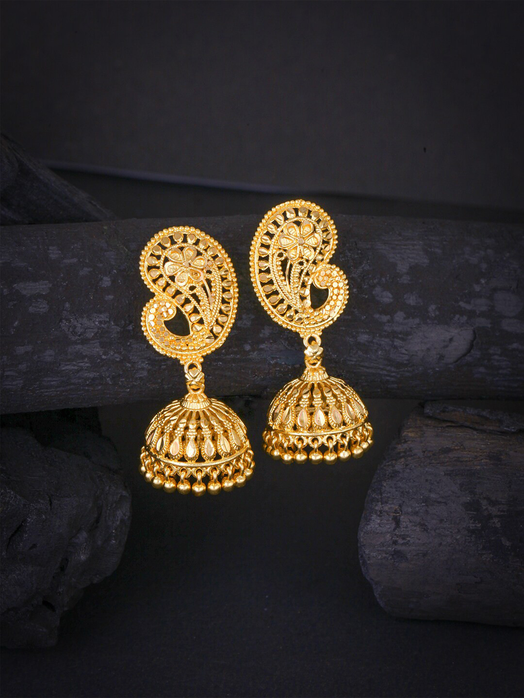 MEENAZ Gold-Plated Dome Shaped Temple Jhumkas